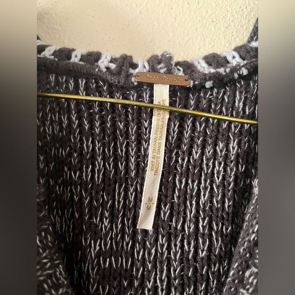 Free People Gray Hooded Knit Vest Swing Sweater sleeveless‎ med casual boho - Picture 3 of 3